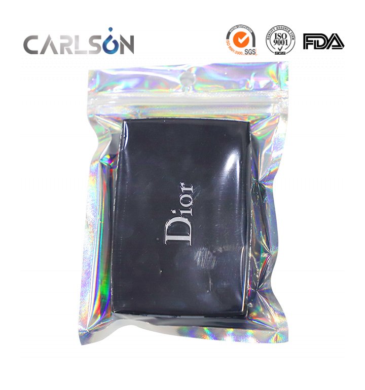 Custom logo printed plastic Reusable candy Edible holographic pouch mylar ziplock packaging bag
