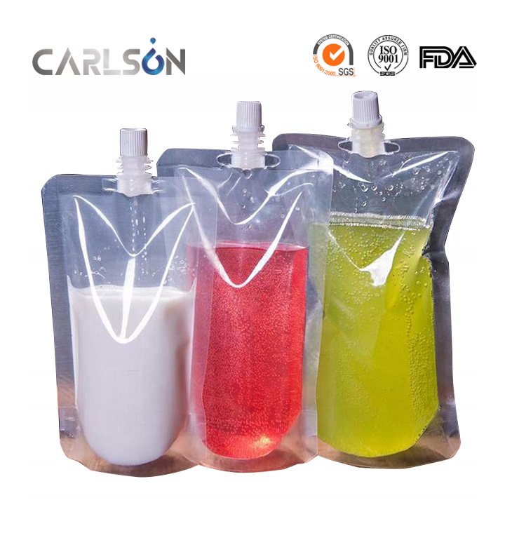 300ml plastic transparent refillable reusable drink spout pouch bag for juice wine