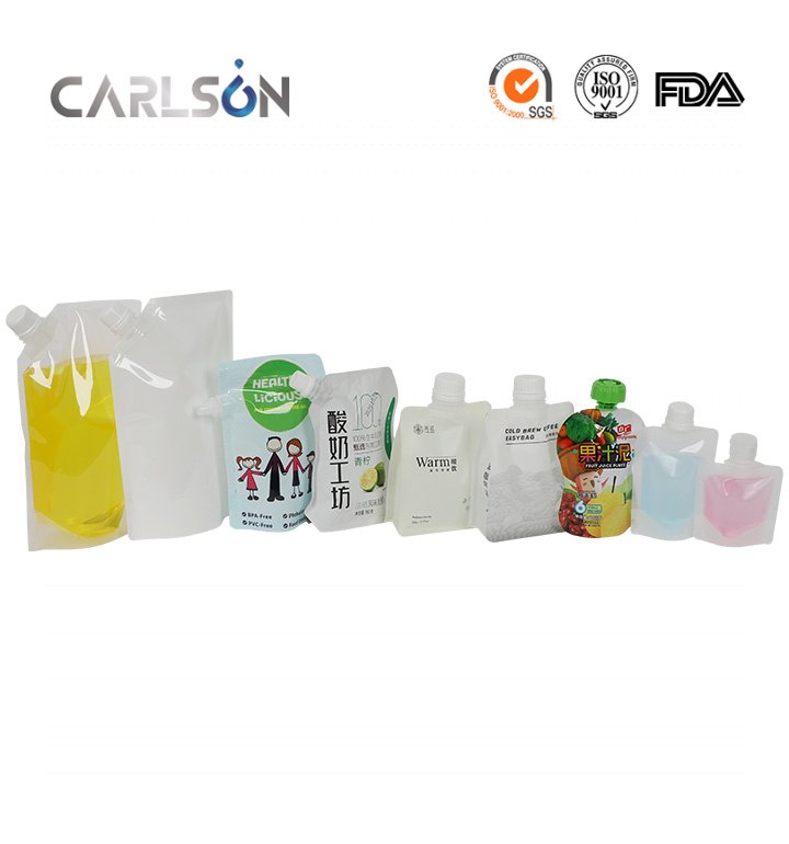 Custom printed doypack juice reusable plastic bags transparent plastic bag