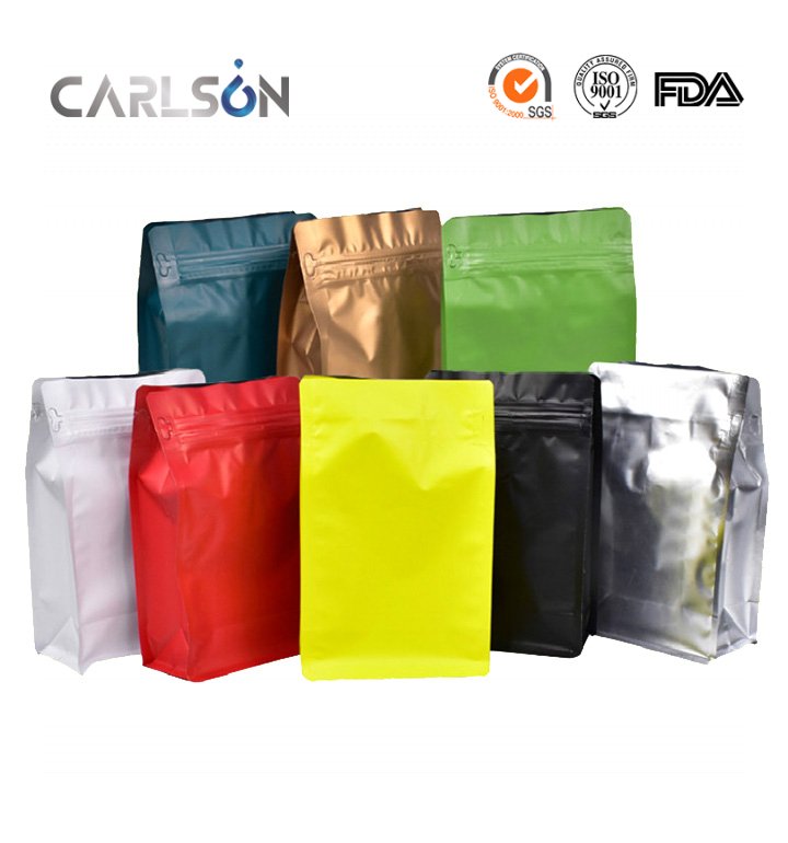 Custom Paper Box Flat Bottom Pouches Side Gusset 250g 340g 500g 1000g Plastic Mylar Foil Packaging Bag With Valve For Coffee